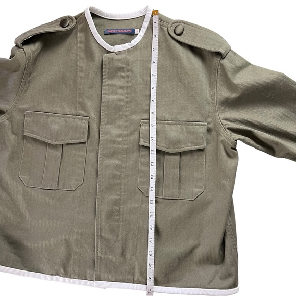 Harvey Faircloth Military Jacket with Leather Trim & Lamb Shearling Cuffs Small - Picture 13 of 17